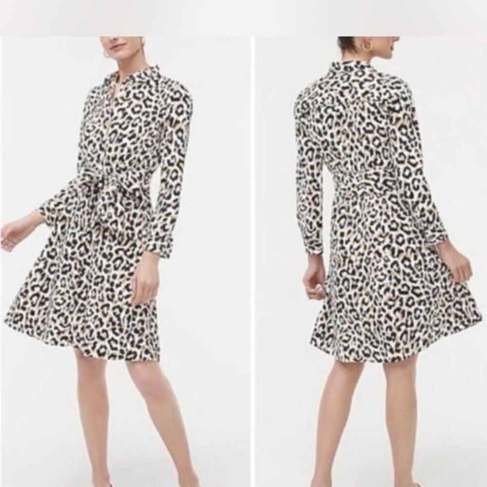 NWT - J. Crew Animal Print Long Sleeve Dress